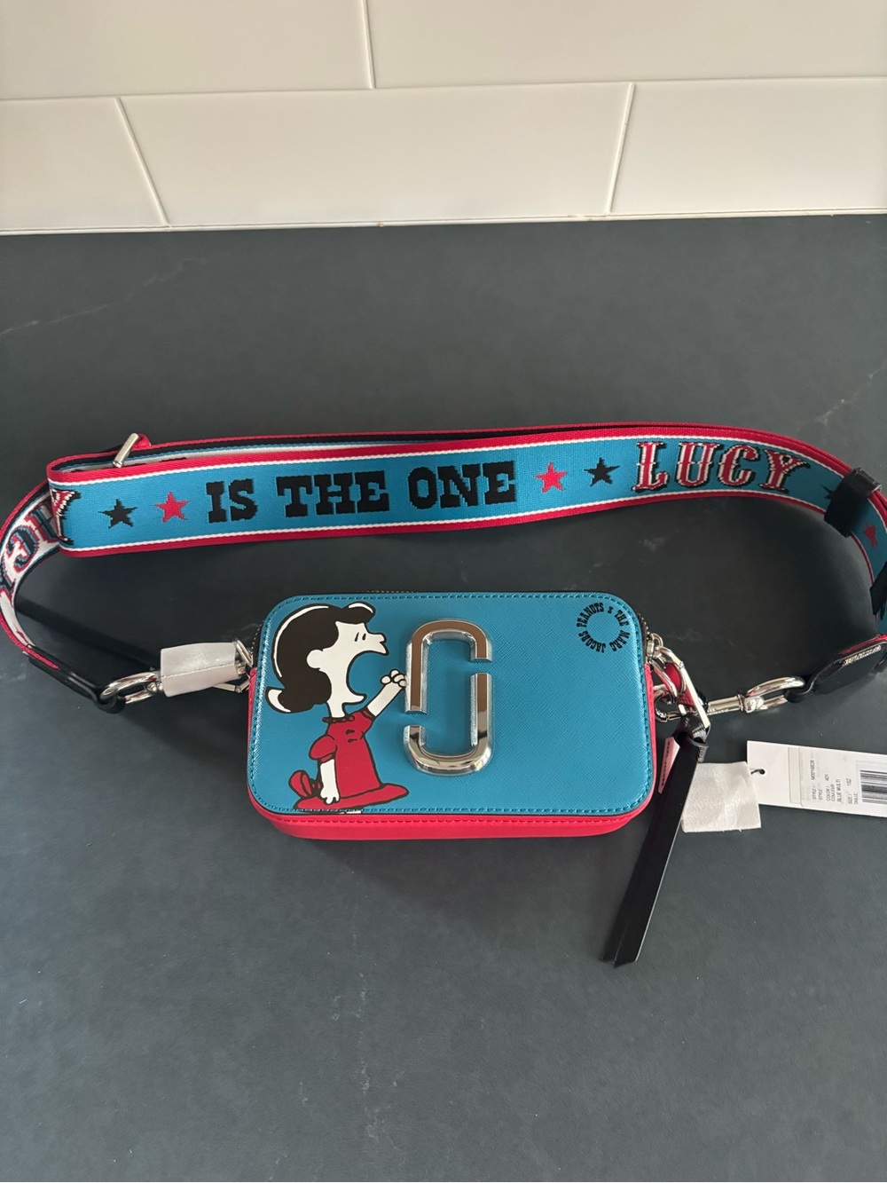 Marc Jacobs Kids Lucy Comic Blue & Red Crossbody Snapshot Bag